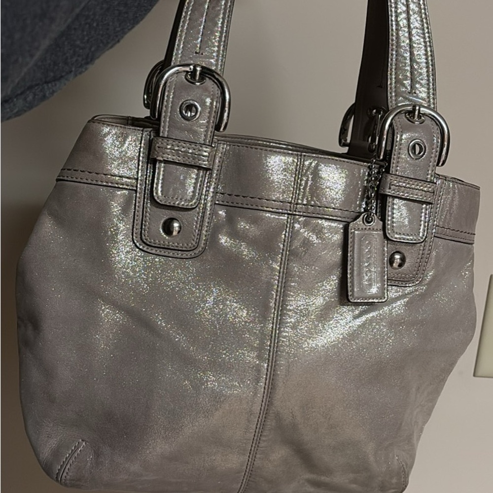 Coach Metallic Silver Shoulder Bag
